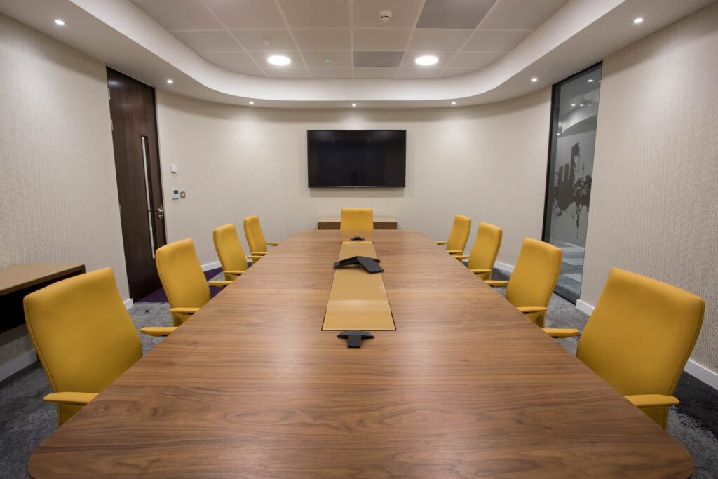 Willis Towers Watson Board Room Willis Towers Watson Boardroom with integrated LG display, Barco clickshare, and Crestron control.