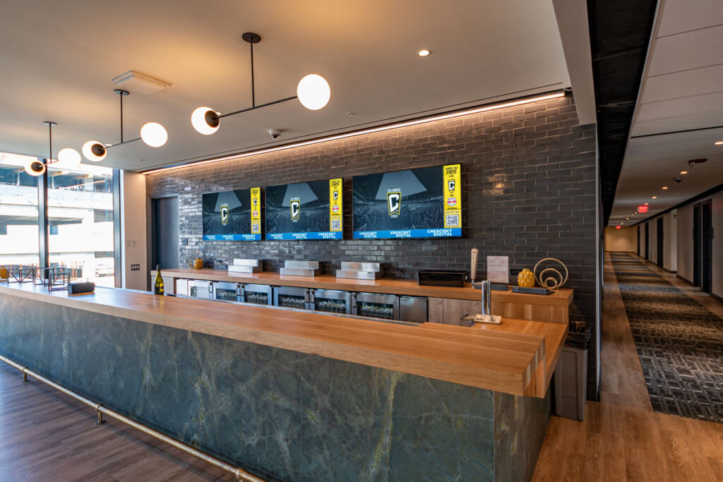 Columbus-Crew-Stadium-NetJets-Bar-LG-Displays installed by Crescent Digital
