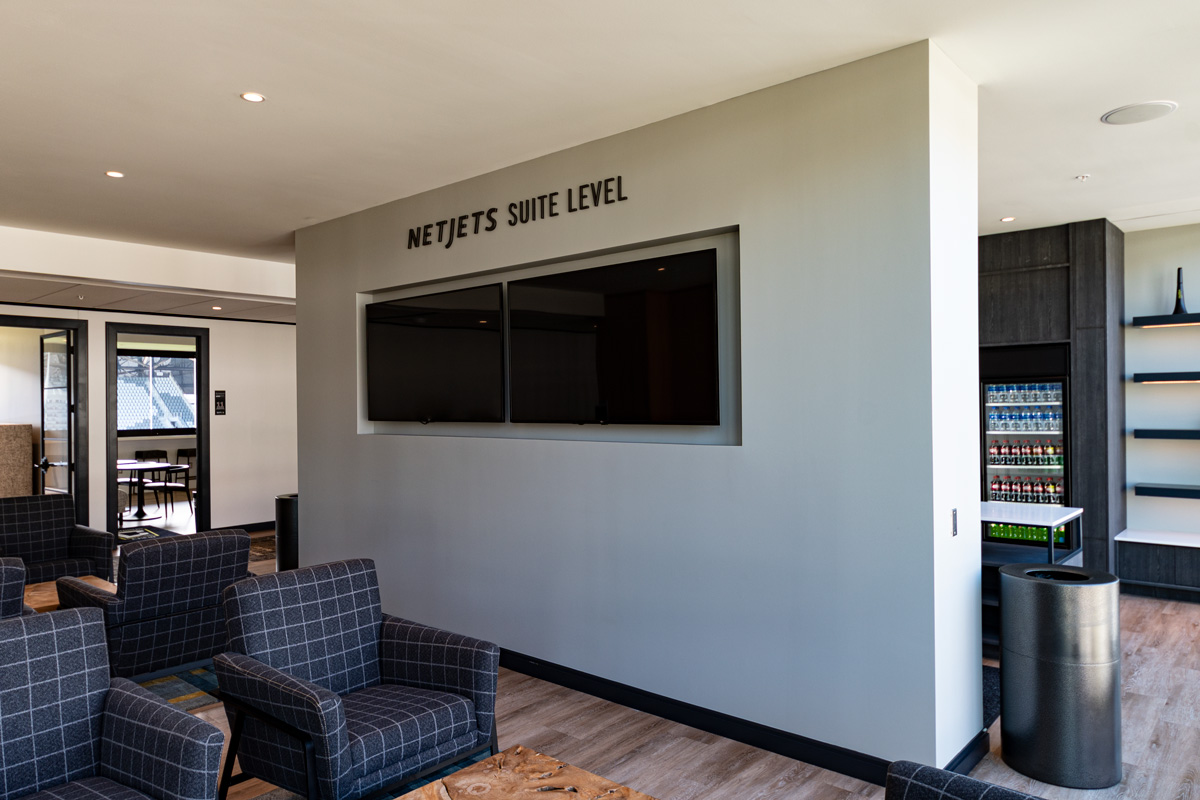 NetJets Suite with LG Displays, Lower.com Field installed by Crescent Digital