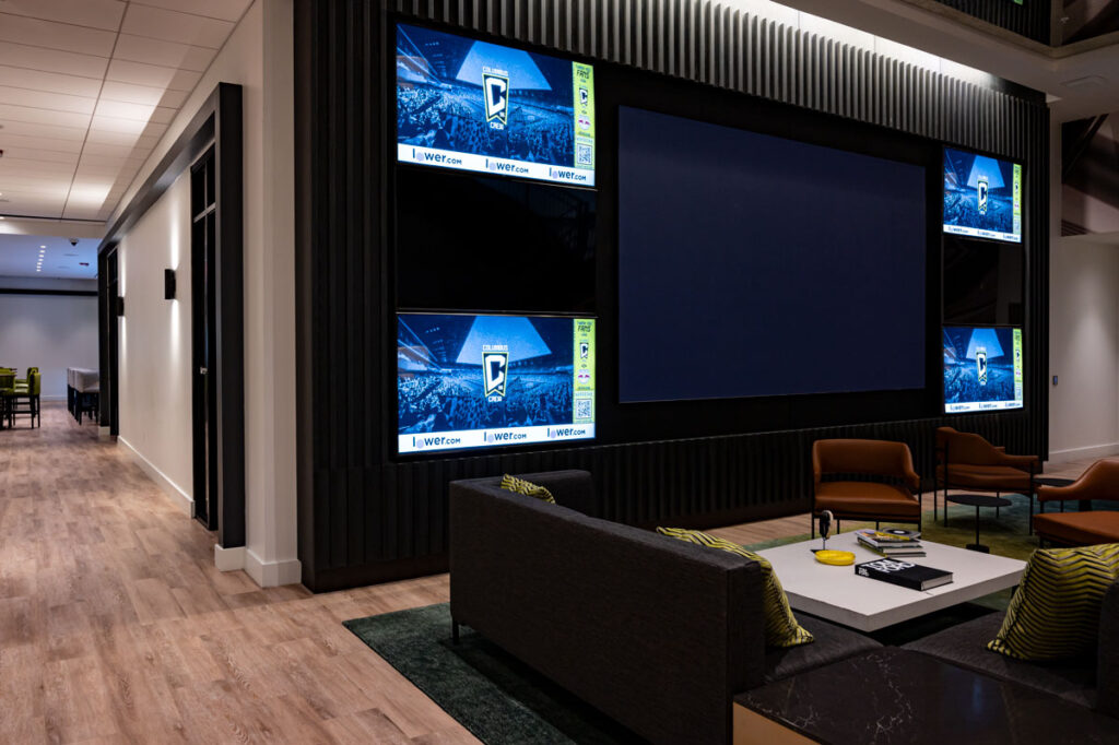 LG Video wall and digital displays installed by Crescent Digital at the Lower.com field