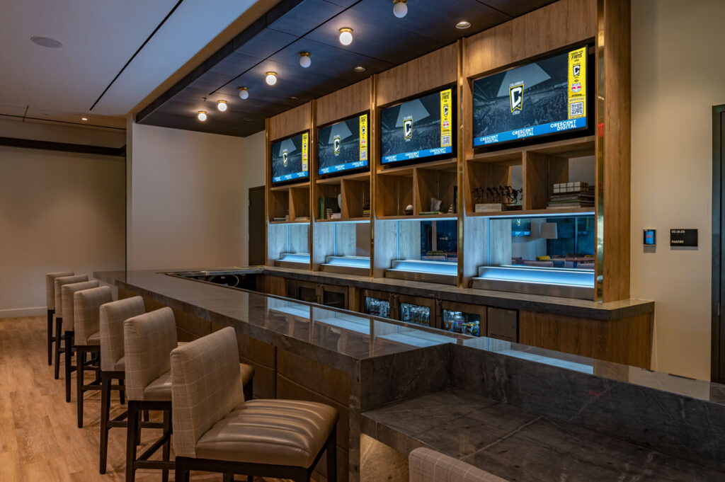 LG Digital displays installed at the Tipico sports bar inside Lower.com field by Crescent Digital