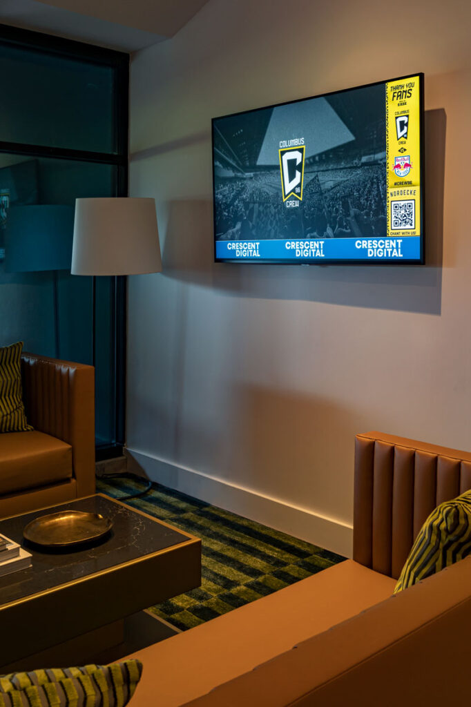 LG Digital display installed by Crescent Digital at club inside Lower.com field