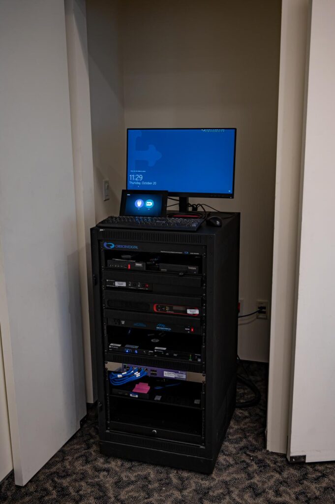 JCU Classroom control rack with Crestron touch panel installed by Crescent Digital JCU Classroom control rack with Crestron touch panel installed by Crescent Digital