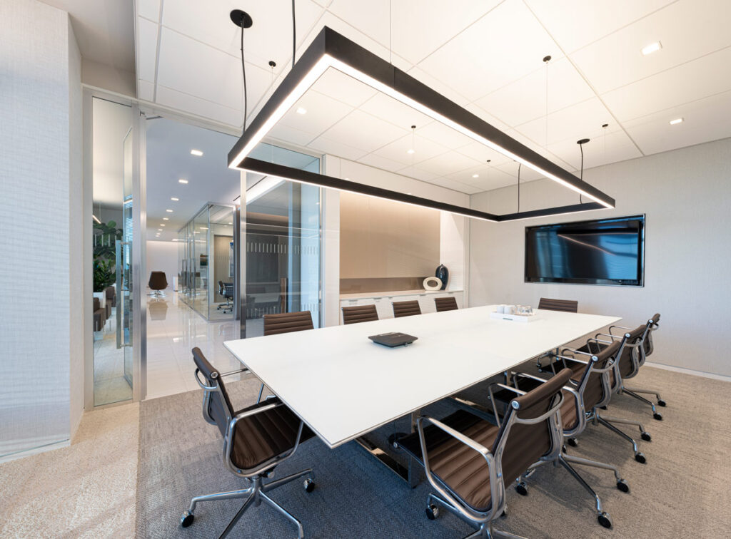 UBS Conference room with LG digital display and Barco Clickshare