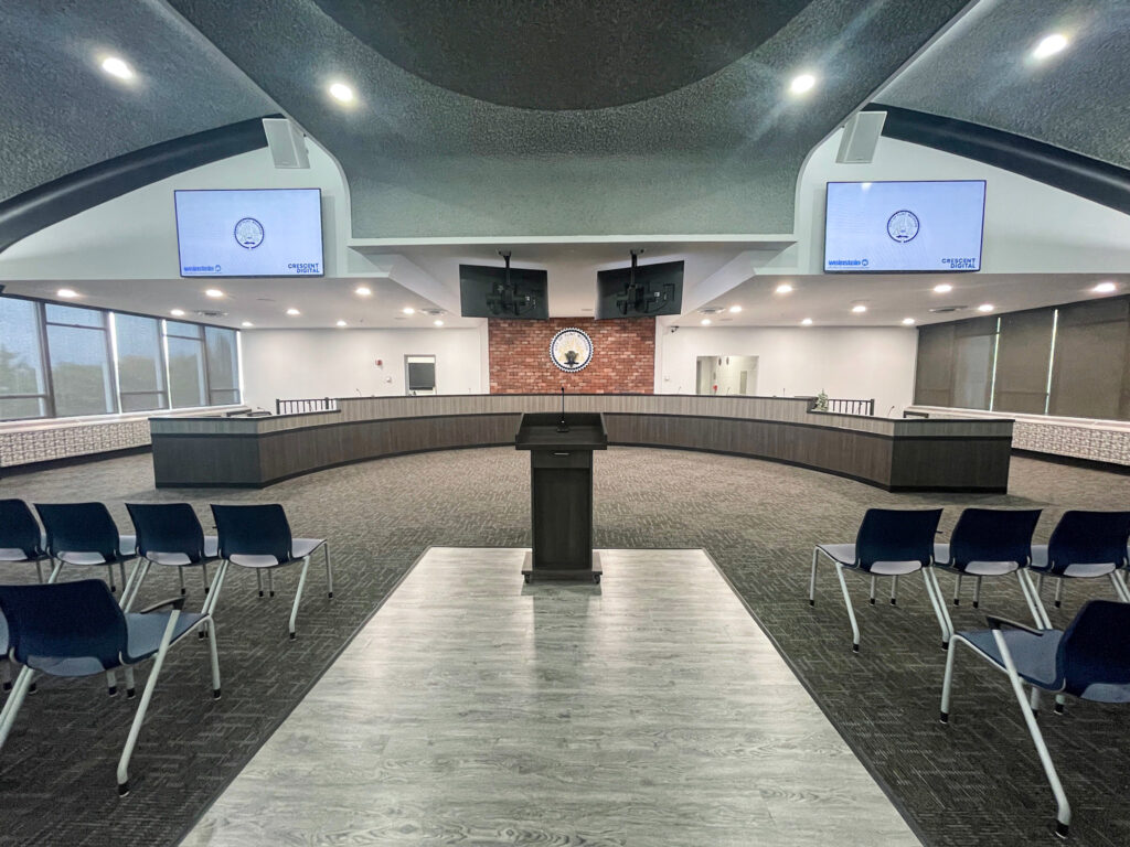 LG Digital Displays and Shure podium microphone installed by Crescent Digital